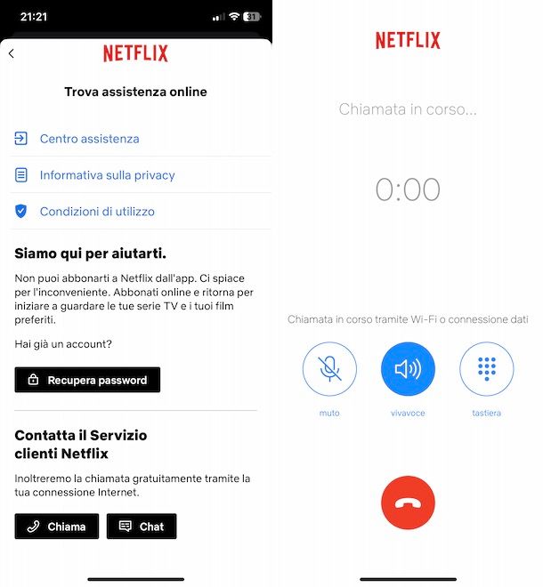 Chiamare Netflix
