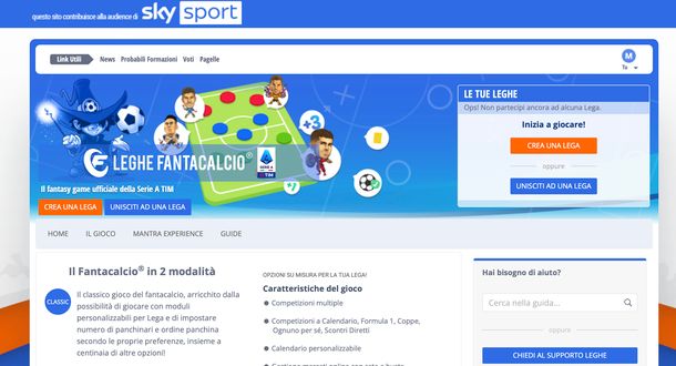 Leghe Fantacalcio home page