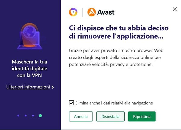 avast browser disinstalla