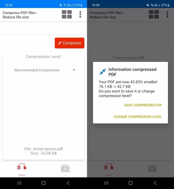 Comprimi PDF per Android