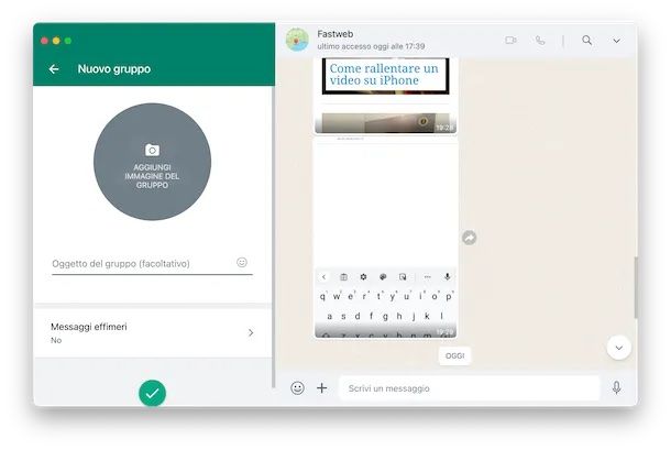 Creare gruppo WhatsApp desktop