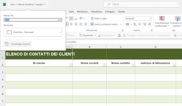 cronologia versioni software Excel