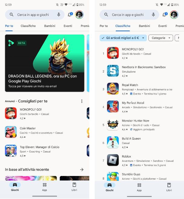 App per giocare Android