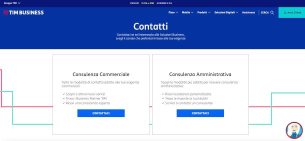 pagina contatti sito TIM Business