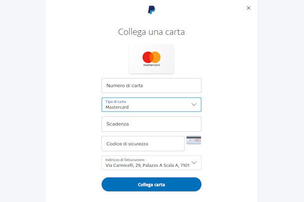 Associare carta a PayPal