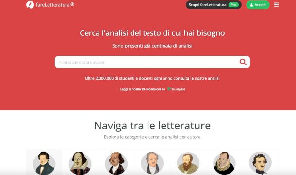 home page sito fareLetteratura