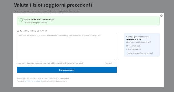 recensione località su Booking da Web