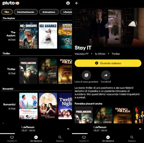 schermate app Pluto TV