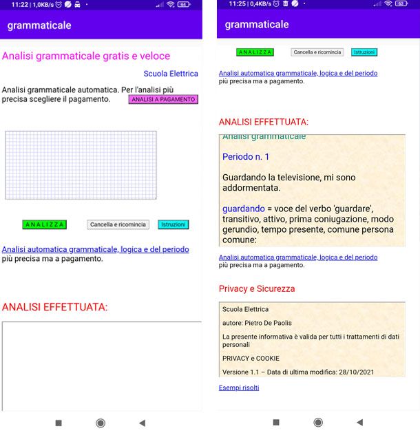 App Analisi grammaticale italiana