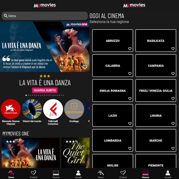 schermate app MyMovies