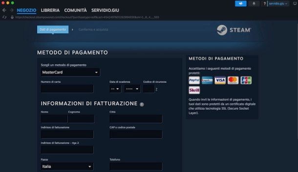 Acquistare su Steam