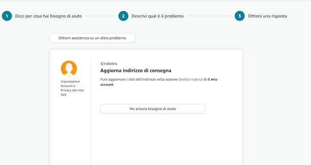 Contattare assistenza Amazon
