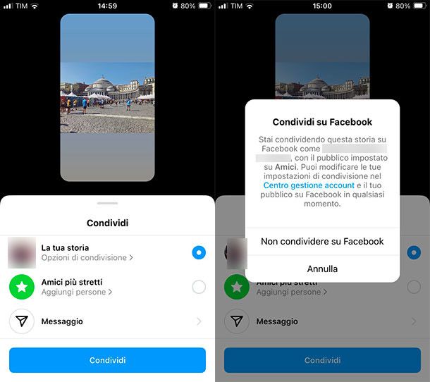 Come non condividere una singola storia di Instagram su Facebook