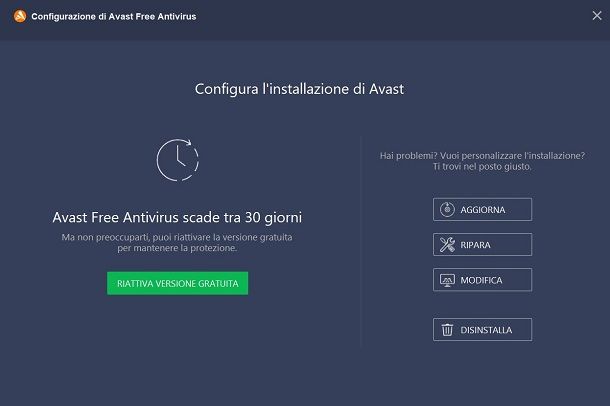 avast disinstallare