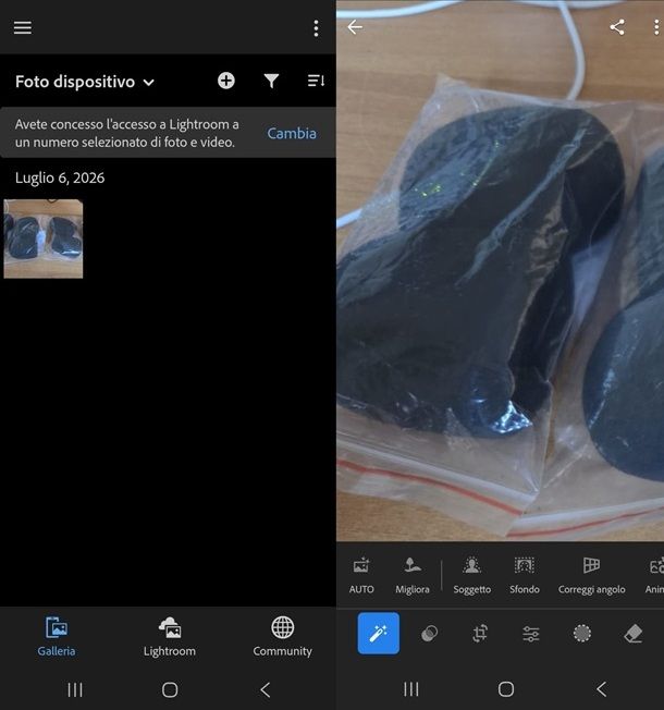 Adobe Lightroom app per modificare foto gratis