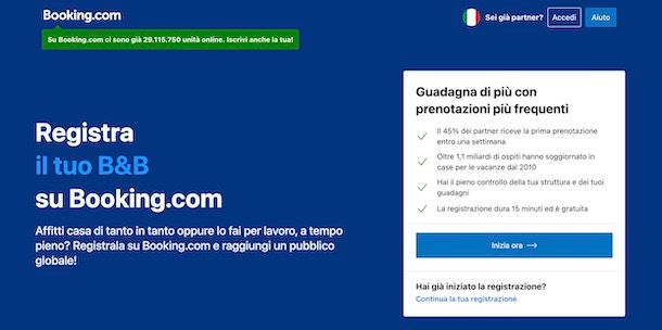 Registrare struttura su Booking