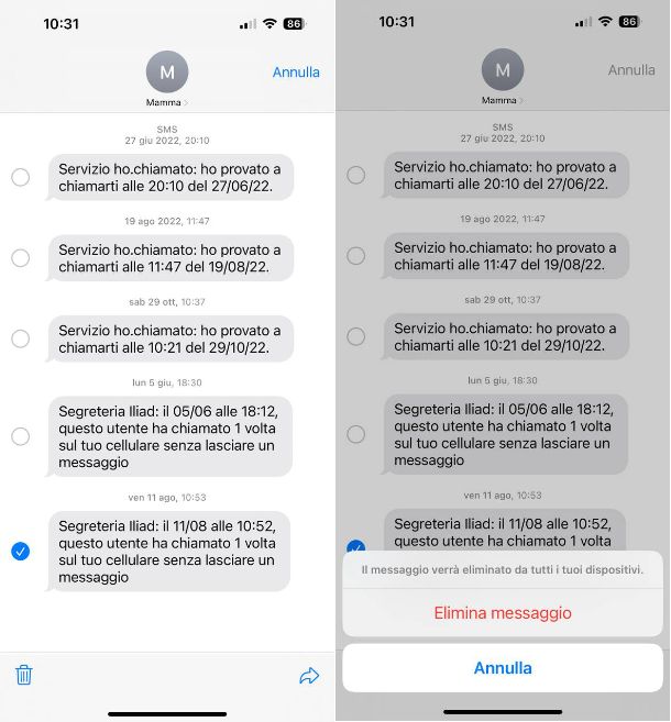 Come cancellare SMS inviati iPhone