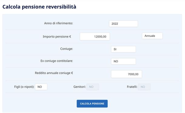 Simulatore pensione di reversibilità