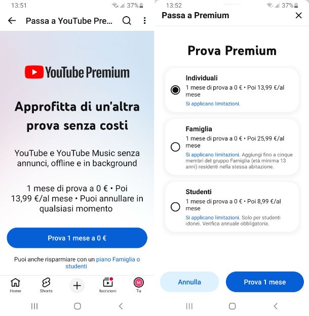 YouTube Premium Android
