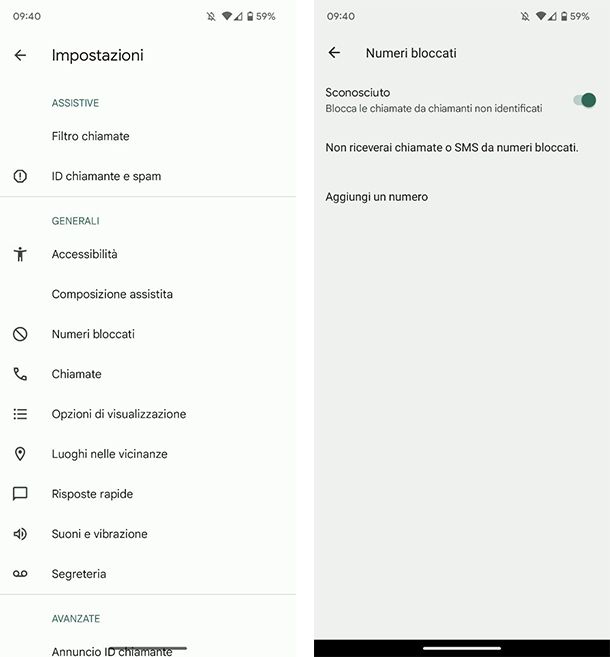 Come bloccare le chiamate con l'anonimo