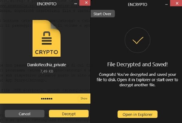Encrypto per criptare file da scambiare in pochi passi