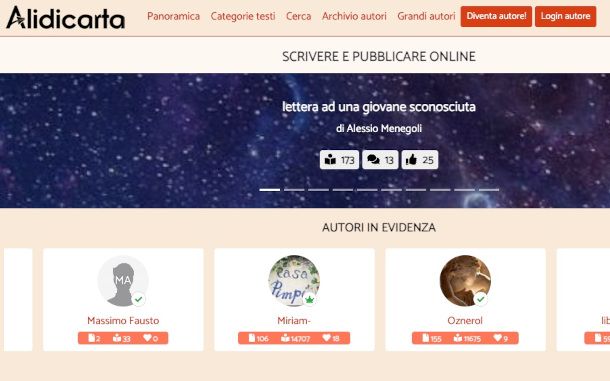 home page sito Alidicarta