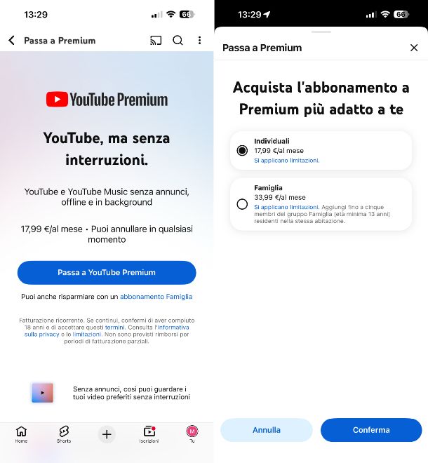 YouTube Premium iPhone