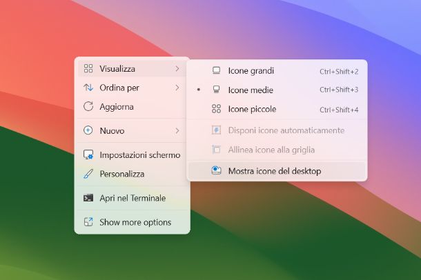 Come nascondere icone desktop su Windows