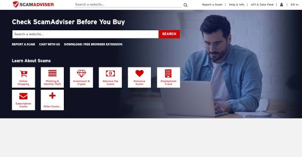 home page sito Scamadviser