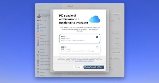 Attivare iCloud+ su Mac