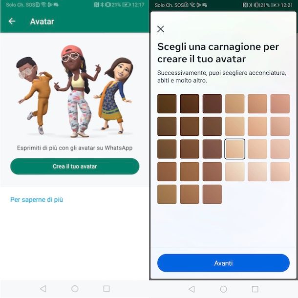 Avatar WhatsApp su Android