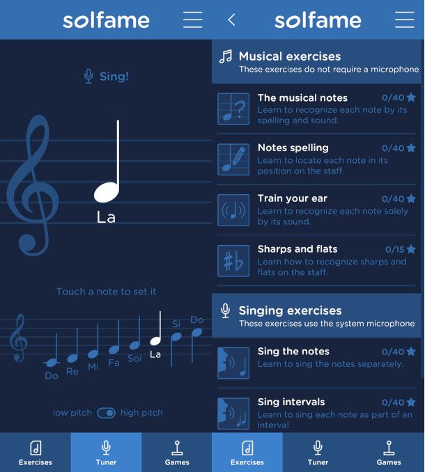 schermate app SolFaMi