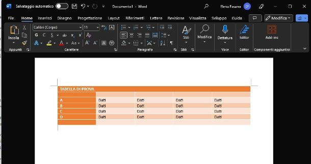 Tabella Word