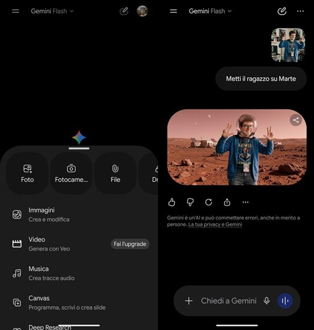 Google Gemini app per modificare foto con IA