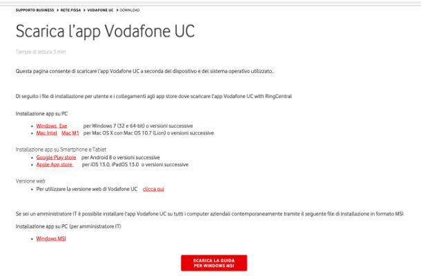 App Vodafone per PC