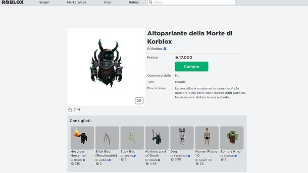 Come avere il Korblox a pagamento