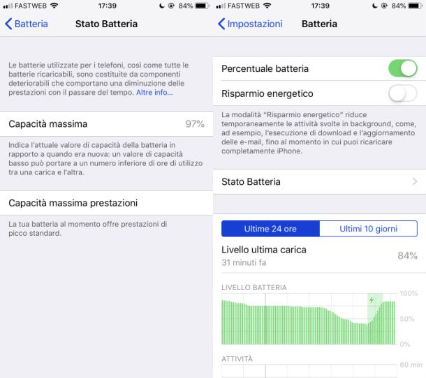 Verificare consumo batteria