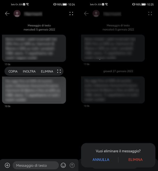 Come cancellare SMS inviati Huawei