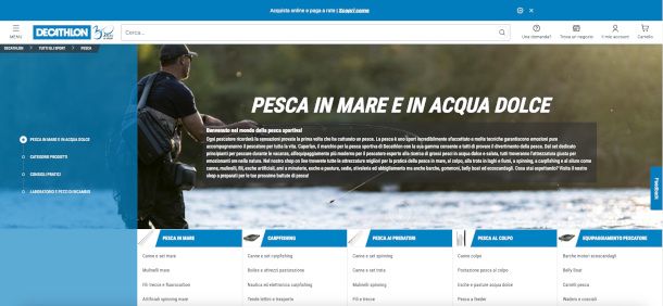 sezione Decathlon per pesca sportiva