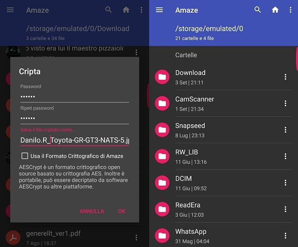 Criptare e decriptare con Amaze File Manager