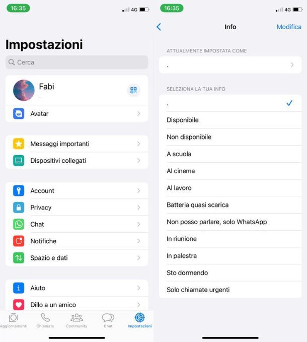 Cancellare Info WhatsApp