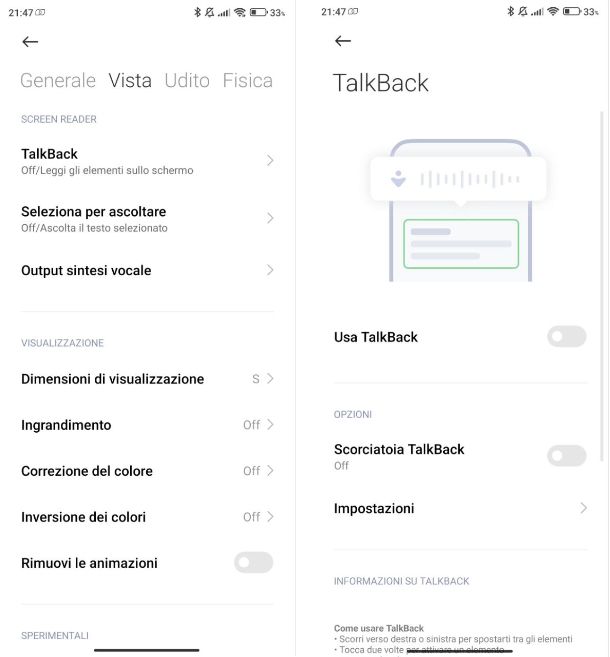 Come disattivare TalkBack su Xiaomi