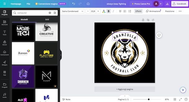 Personalizzare logo su Canva