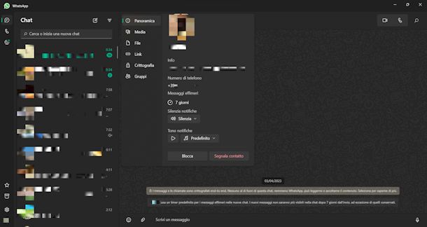 Come bloccare contatto WhatsApp su PC