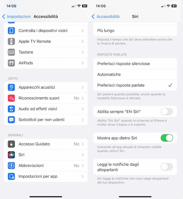 Lettura notifiche Siri