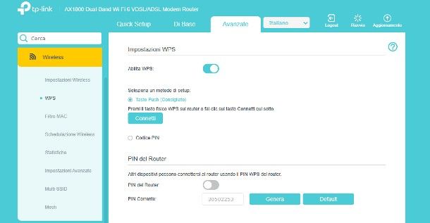 Come funziona il tasto WPS fisico