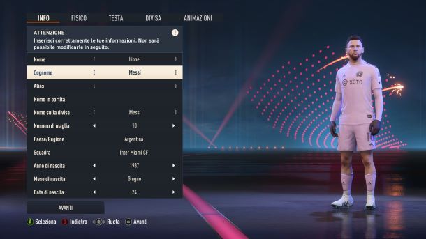 Come creare Messi su FIFA menu