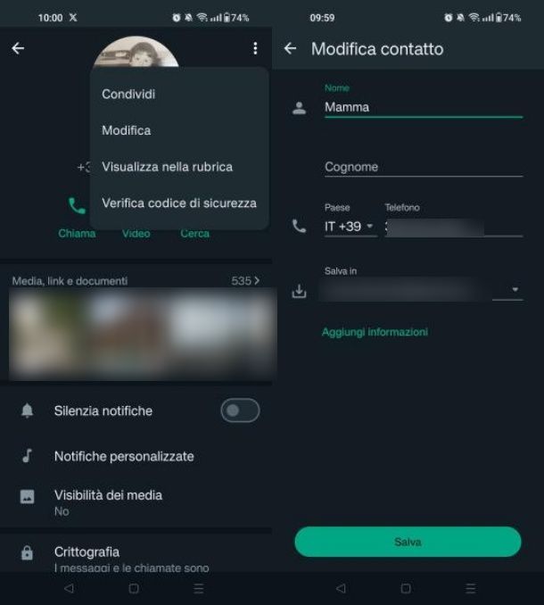 Come modificare un contatto su WhatsApp