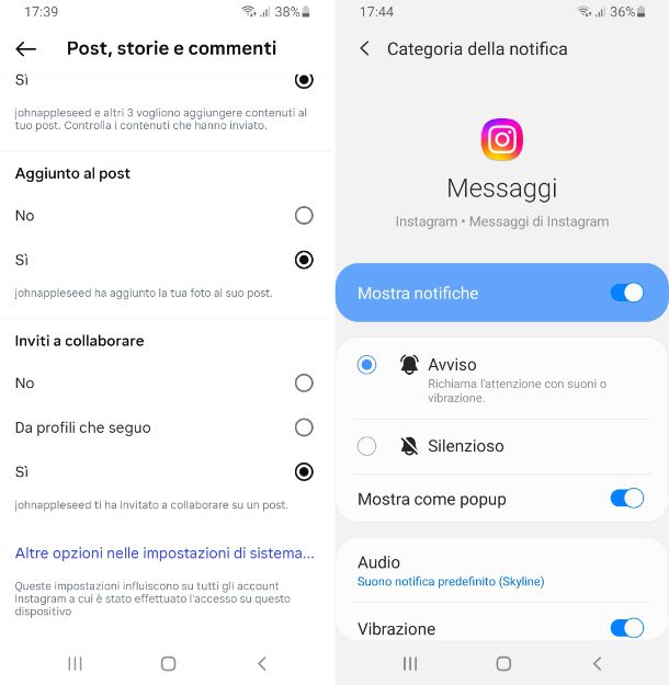 Notifiche Instagram Android