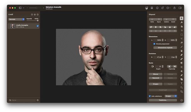 Pixelmator Pro rimozione sfondo